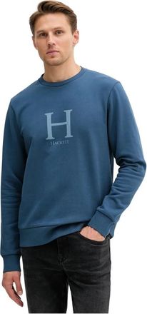 Hackett H Logo Crew-Neck Sweatshirt - Heren - Sweatshirts - Blauw - S - Katoen - Hoodies & sweatvesten