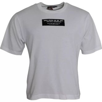 Dolce & Gabbana White Cotton Dg Applique Men Casual T-Shirt