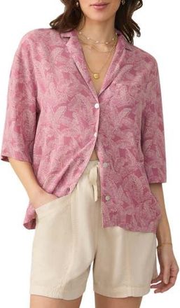 Faherty Cabana Short Sleeve Shirt in Dusty Rose Banana Leaf at Nordstrom Rack, Size Xx-Small