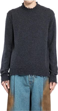 Uma Wang Distressed Longsleeve Top - Heren - Cashmere truien - Grijs - L - Kasjmier - Truien & Vesten