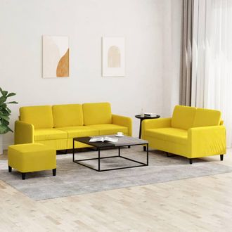 vidaXL Vidaxl - Juego De Sof&aacute;s 3 Piezas Terciopelo Amarillo