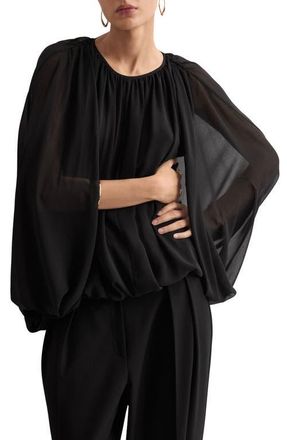 Mango Cape Sleeve Top in Black at Nordstrom, Size X-Small