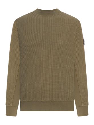 Stone Island CREW NECK SWEATSHIRT IN ORGANIC COTTON WITH HONEYCOMB WORKMANSHIP - Stone Island - Man