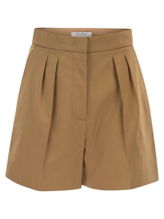 Max Mara Mxmtabacco Stretch Cotton Satin Shorts