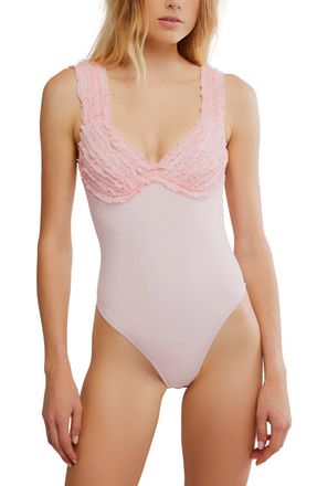 Free People Party Favor Bodysuit In Pink Ribbons