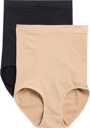 Lands End 2-Pack Contour Flex High Waist Shaping Briefs in Clay/Black at Nordstrom Rack, Size X-Large