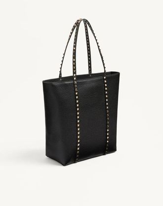 Valentino Garavani Borsa Shopping Valentino Garavani Rockstud In Vitello Granato Donna NERO UNI