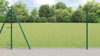 Berkfield Home Euro Fence with 7 Flanged Posts 1.2x10 m Galvanised Steel in Silver