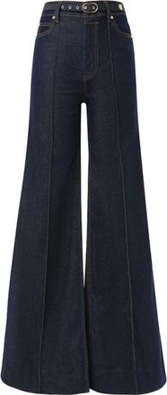 Zimmermann Wide Jeans, female, Black, W28, Dark Blue Belted-Embellishment Panel Jeans