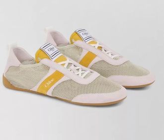 Chlo&eacute; kick sneaker suede mesh rubber sole tabs