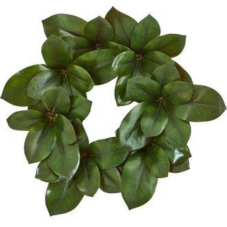 Nearly Natural 22-in Magnolia Leaf Artificial Wreath in Green at Nordstrom