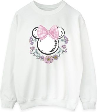 Disney Dames/Dames Minnie Mouse Strikjes & Bloemen Sweatshirt (Wit)