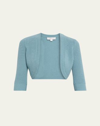 Michael Kors Cropped Shaker Knit Cashmere Cardigan