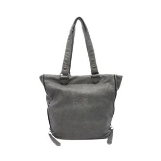 Loewe Pre-owned Anagram Leren Tote Bag - Dames - Vintage Shopper - Grijs - ONE Size - Leer - Vintage