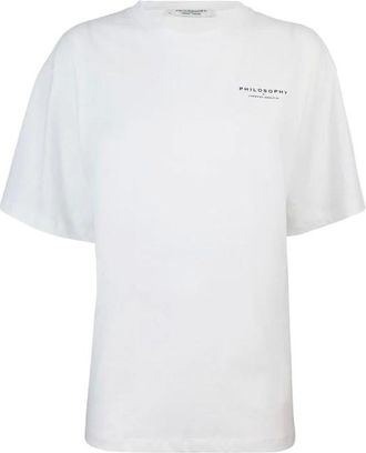 Philosophy di Lorenzo Serafini Tops, Dames, Wit, S, Katoen, Wit T-shirt met Print