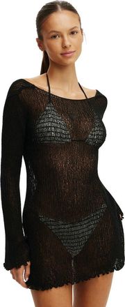 Cotton On Womens Rumi Open Knit Mini Dress in Black at Nordstrom, Size X-Large