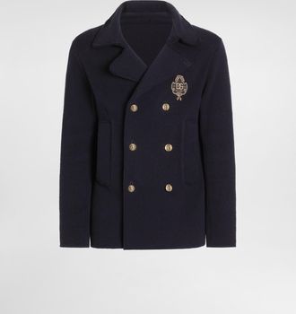 Dolce & Gabbana Double-breasted Virgin Wool Jacket - Man Coats And Jackets Blue Xs