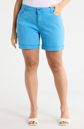 Kut from the Kloth Catherine Mid Rise Denim Boyfriend Shorts in Bahamas Blue at Nordstrom Rack, Size 14W