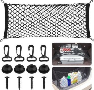 OEM Red Universal Para Maletero De Coches, Suv Y Camiones - Red El&aacute;stica De Almacenamiento De 90 X 30 Cm Con Ganchos Y Material De Montaje