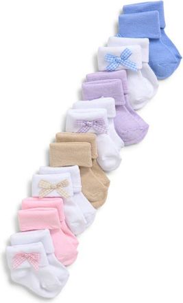 Capelli Assorted 8-Pack Cuffed Crew Socks with Bows in Pale Multi at Nordstrom, Size 0-6 M