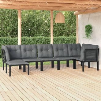 vidaXL Vidaxl - Juego De Muebles De Jard&iacute;n 7 Pzas Rat&aacute;n Sint&eacute;tico Negro Y Gris