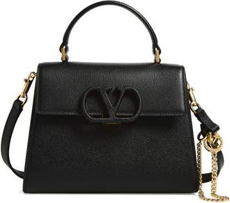 Valentino Garavani V-Sling Logo Top Handle Leather Bag in Black at Nordstrom