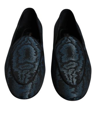 Dolce & Gabbana Blue Black Flats Men Loafers Dress Mens Shoes