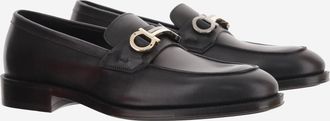 Ferragamo Mens Leather Loafers Black Calf