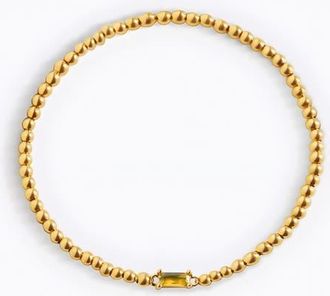 Mint & Lily Gold Beaded Birthstone Bracelet in November Citrine at Nordstrom, Size 7.5