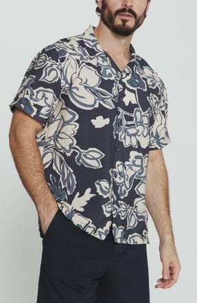 7 Diamonds Saltwood Camp Shirt in Navy at Nordstrom, Size Xx-Large