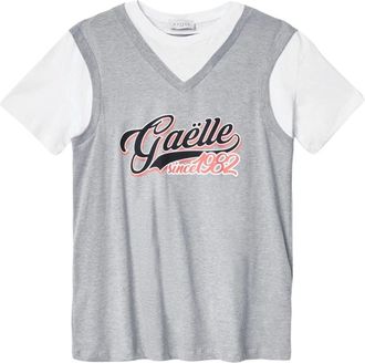 Ga&euml;lle Paris Korte jurk met maxi vest - Dames - T-shirts - Grijs - M - Katoen - Tops