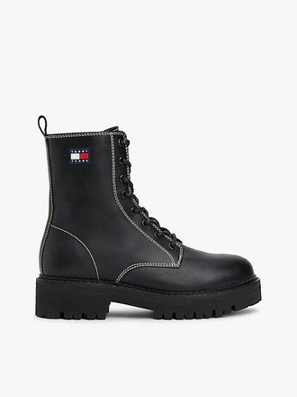 Tommy Hilfiger Leather Lace-Up Cleat Mid Boots