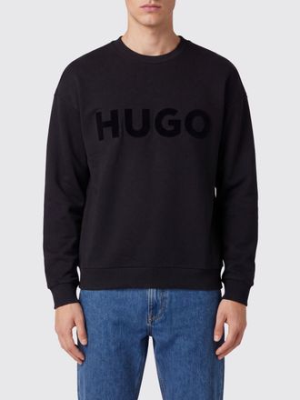 HUGO BOSS Felpa girocollo in cotone a maniche lunghe con logo tono su tono