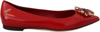 Dolce & Gabbana Rode Kristal Lakballerinas - Dames - Ballerinas - Rood - 36 1/2 EU - Leer - Schoenen