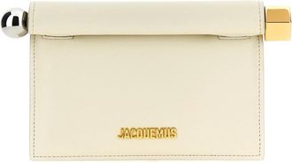 Jacquemus Tassen, Dames, Wit, ONE Size, Katoen, La petite pochette Rond Carr&eacute;