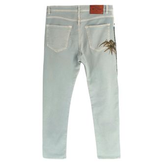 Etro Washed Blue Palm Tree Embroidered Jeans Size 30