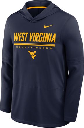 Nike West Virginia Sideline Nike Mens Dri-FIT College Long-Sleeve Hooded Top in Blue | 03B919MCWVN-594