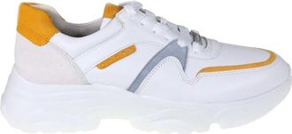 Gabor Witte Combi Leren Sneaker - Dames - Sneakers - Wit - 40 1/2 EU - Leer - Schoenen