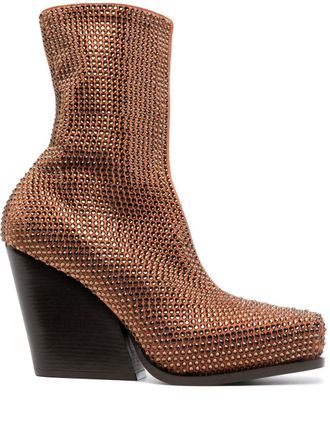 Stella McCartney Crystal Cowboy ankle boots - women - Polyester/Rubber/Polyurethane - 37.5 - Orange
