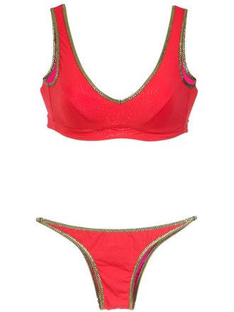 Amir Slama gold-tone trimming bikini set - Rosso