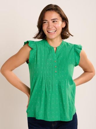 Brakeburn Talita Pintuck Detail Blouse in Green at Nordstrom, Size 14