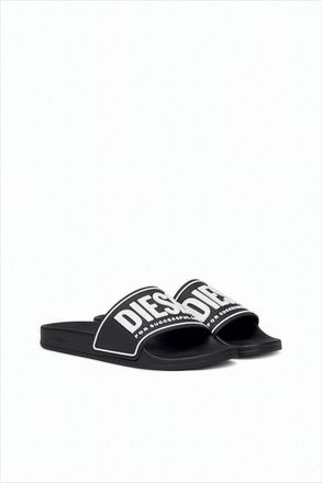 Diesel Contoured Black Slide Sandals