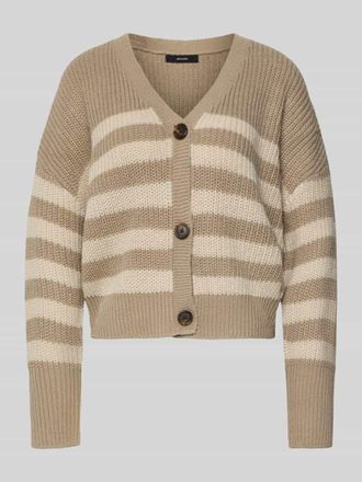 Vero Moda Relaxed Fit Strickjacke mit V-Ausschnitt Modell LEA in Taupe, Gr&ouml;&szlig;e XL