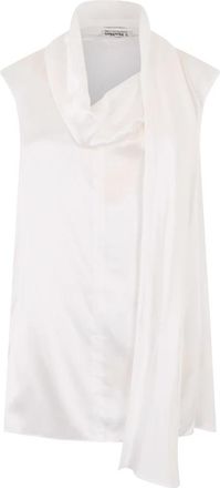 Max Mara Zijden satijnen top - Dames - Tops zonder mouwen - Wit - M - Satijn - Tops