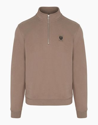 Belstaff Mens Patch Logo 1/4 Zip Sweatshirt Tan - Brown - Size: 40