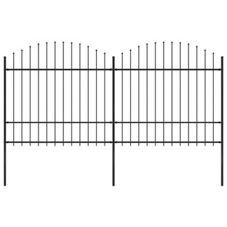 Berkfield Home Garden Fence with Spear Top Steel (1.5-1.75)x3.4 m Black