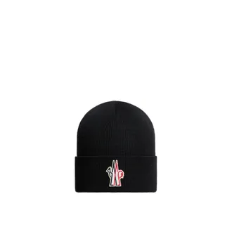 Moncler Moncler Logo Wool Beanie, Men, Black, Size: One Size