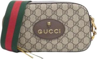 Gucci Pre-owned Neo Vintage GG Supreme Canvas Leren Schoudertas - Dames - Vintage Schoudertas - Beige - ONE Size - Leer - Vintage