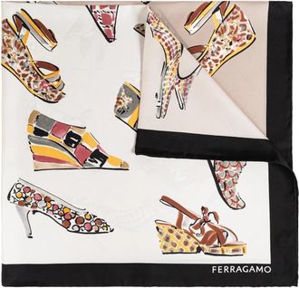 Ferragamo Genio Silk Scarf - Dames - Zijden sjaals - Beige - ONE Size - Accessoires