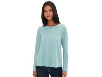 Eileen Fisher Organic Pima Cotton Jersey Round Neck Long Sleeve T-Shirts Womens Clothing Seafoam : SM